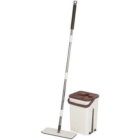 Balai a tete pivotante 360° + Seau a double compartiment(Marron)