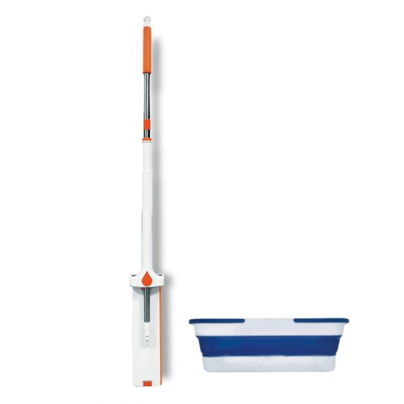 Venteo - Balai Autonettoyant Express et son seau rectangulaire Tête de balai rectangulaire - Seau pliable - Lingette microfibre