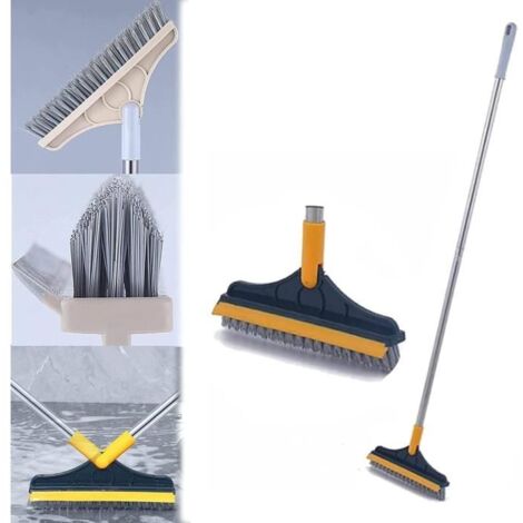 Balai Brosse À Récurer Les Sols 2 En 1,avec Long Manche Et Tête Rotative À 120 Degrés,pour Joints De Sol Et Carrelage