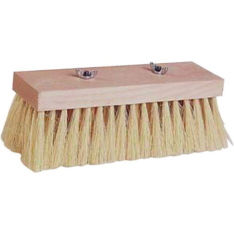 Balai brosse pour goudron longueur 225 mm coco nature corps en bois plat avec vis à ailettes