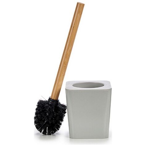 Balai Brosse WC Plastique Gris et Bambou