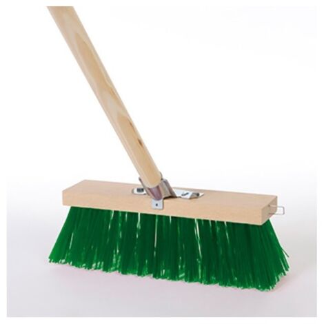 Balai cantonnier 0,3 x 1,40 m – Brosse en fibre PVC verte – Douille métallique pour béton et goudron – 1,38 kg – Jardinor