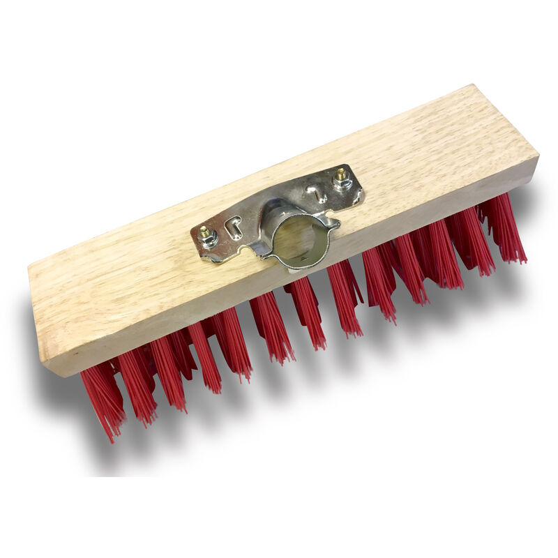 Balai de cantonnier Longueur 32 cm Piste Extérieur Garnissage pvc rouge Semelle bois Douille métal boulonnée ø 28 mm Sans manche Kibros 532CDSb