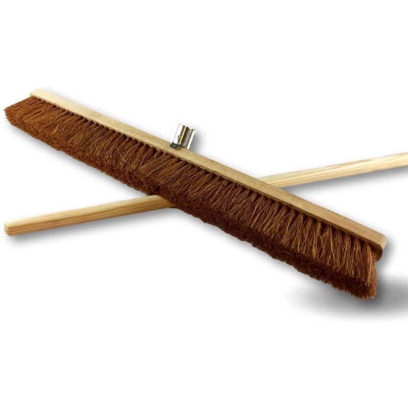 Balai d'atelier type cantonnier Lot de 3 Piste Extérieur Longueur 80 cm Garnissage brosse fibre coco naturel Semelle bois Douille métal boulonnée ø
