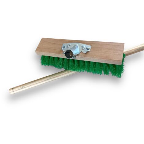 Balai de Jardinage cantonnier 32 cm  avec Manche Bois 1,40 m  Fibre Verte ondulé résistante  Sortie 70 cm  Idéal extérieur et sols Difficiles  Nettoyage Puissant et Durable  Kibros VC848M