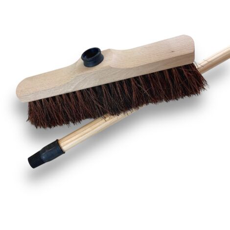 Balai de Jardinage Droit 30 cm  avec Manche Bois 1,40 m  Fibre Arenga résistante  Sortie 65 mm  Idéal pour sols Rugueux  Nettoyage Efficace et Durable  Kibros VC1811M