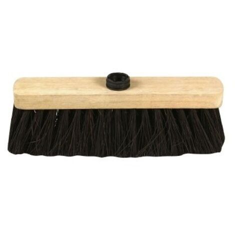 Balai d'extérieur - Ciment - Monture bois brut à douille 70mm - Fibre polypropylène noir