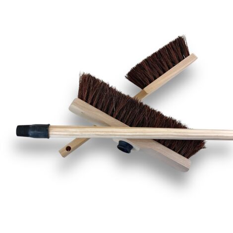 Balai Droit avec Manche + 3 balayettes Manche Long  Fibre Arenga résistante  Sortie 65 mm  pour extérieur et sols Rugueux  Nettoyage Durable et Confortable  Kibros VC1842M