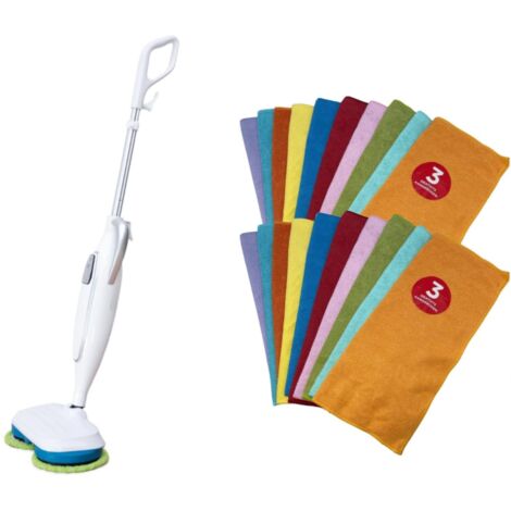 BALAI ELECTRIQUE ET CHIFFONS DE NETTOYAGE MICROFIBRE - Balai vapeur automatique -  Venteo - Double tête rotative