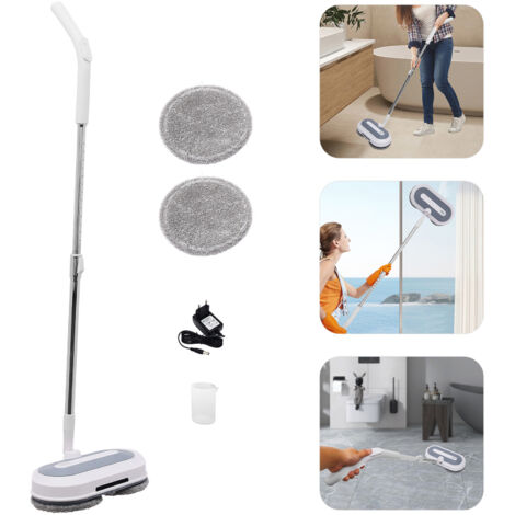 Balai électrique sans fil, balai à franges pour nettoyer les sols, balai électrique avec fonction pulvérisation et LED, balai pour essuyer, frotter et polir les sols