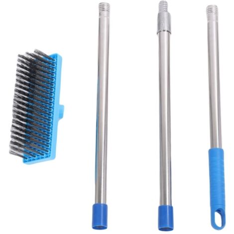 Balai en fil d'acier robuste de 30 cm, manche télescopique en acier inoxydable, brosse de nettoyage pour sols extérieurs, 120 cm/47,2 pouces