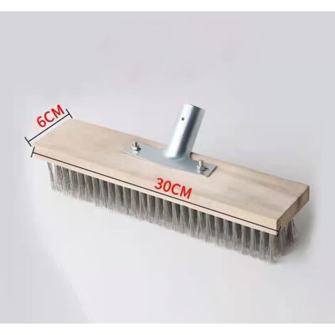 Balai en poil d'acier, 30 cm avec support de manche en métal - Ø 28 cm - tête balai brosse