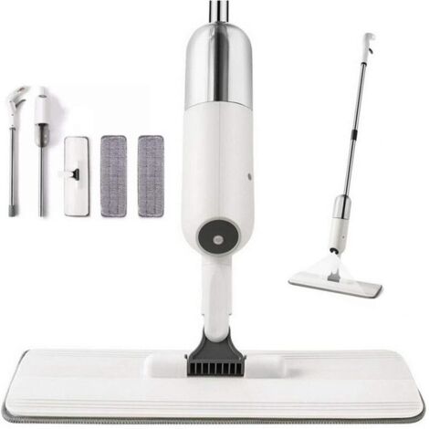 Balai Lave Sol avec Vaporisateur sans Fils. Microfibre. 2 Chiffons de Vadrouille. Réservoir 350ml