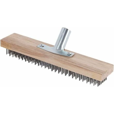 Balai Métallique 30cm avec Prise pour Manche en Bois, Balai de Jardin en Métal pour Enlever la Mousse du Jardin, Mauvaises Herbes, Taches Tenaces