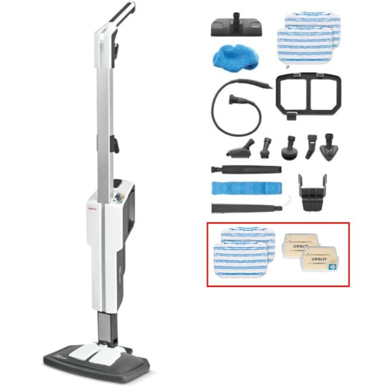 Balai vapeur et nettoyeur vapeur portable Polti Vaporetto SV610 Style + 2 serpillières + 2 filtres anticalcaires
