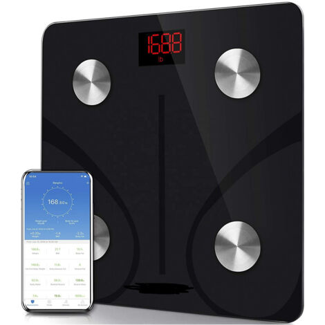 Balance 28 x 28 cm, balance connectée Bluetooth avec 13 fonctions de mesure des données corporelles (IMC)