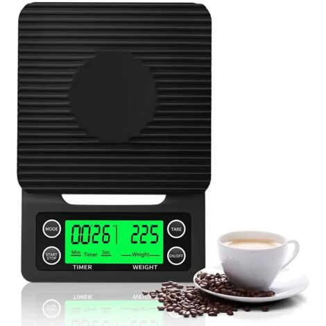 Balance à Café à Goutte-à-Goutte 3 kg/0,1 g avec Minuterie, Balance de Cuisine Numérique Électronique Portable à Haute Précision, Balance Électronique avec Écran LCD