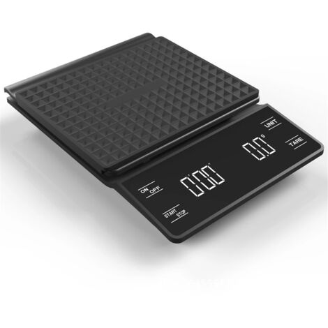 Balance Café avec Minuterie - Précision 0,1 g - Capacité 3 kg - Affichage LCD Rétroéclairé - Pour Filtration et Espresso