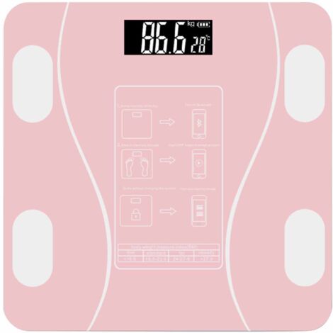 Balance Connectée Bluetooth Rose - Pèse-Personne Intelligent Haute Précision jusqu'à 180kg pour Hommes et Femmes