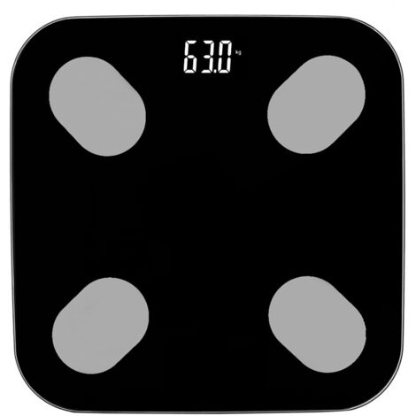 Balance Connectée Intelligente 180kg avec Mesure Graisse Corporelle - Écran LCD Numérique Noir pour Maison
