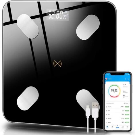 Balance Corps - Analyseur De Composition Corporelle - 13 Données Biométriques - Précision 0,05 Kg - Capacité 180 Kg - Alimentation Piles AAA - 1 Pièce
