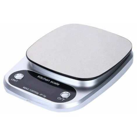 Balance Cuisine Electronique 10 kg, Balance de Précision avec Ecran LCD Jusqu'à 1 g, Balance Alimentairee en Acier Inoxydable pour la Cuisson ，Fonepro