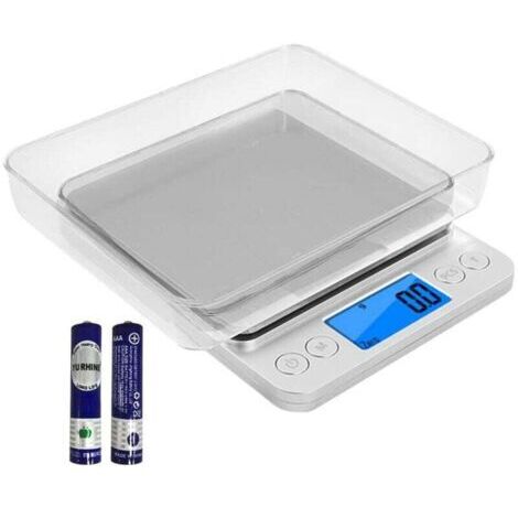 Balance de Cuisine 0.1g, Mini Balance Numérique, Balance de Precision, Balance Électronique Portable, Échelle Alimentaire, Balance de Bijoux, Balance de Poche, 2 Plateaux, Piles Incluses