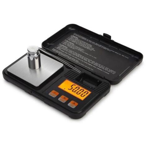 Balance de Cuisine, 50g/0.001g Balance de Poche Numérique, Balances Alimentaires de Précision 0,001 g, avec Étalonnage Poids 50g, Pince à Épiler, Fonction de Tare, LCD Rétroéclairé