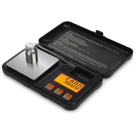 Balance de Cuisine, 50g/0.001g Balance de Poche Numérique, Balances Alimentaires de Précision 0,001 g, avec Étalonnage Poids 50g, Pince à Épiler, Fonction de Tare, LCD Rétroéclairé