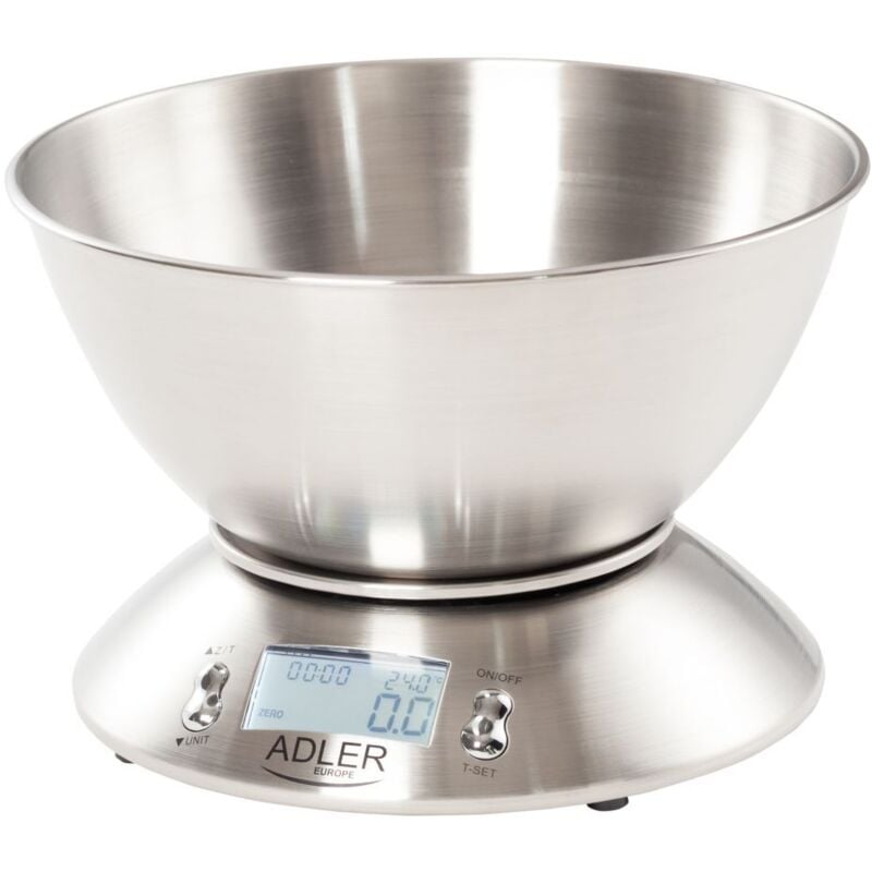 Adler - ad 3134 - Balance de cuisine numérique avec affichage lcd, haute précision 1Gr, jusqu'à 5 Kg, bol de mesure,