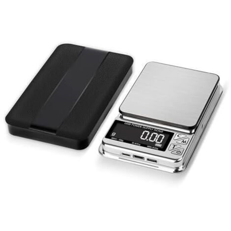 Balance de cuisine de poche 100 g/500 g, rechargeable par USB, numérique, avec écran LCD, pour bijoux, électronique, en acier inoxydable, haute précision - 500 g, précision 0,01 g