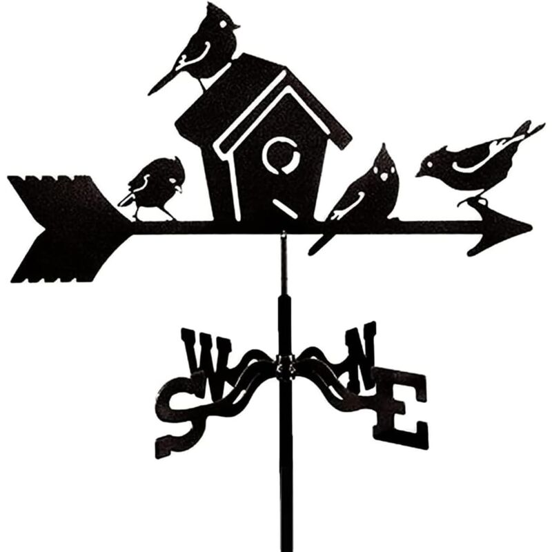 Girouette de Jardin Exterieur,girouette de Toit,Girouette en métal, girouette de Jardin,Nid d'oiseau, noir