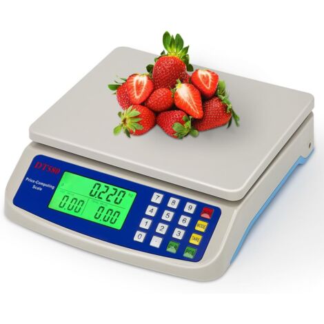 Balance de cuisine électronique 30 kg, balance alimentaire numérique, balance de comptage avec écran LCD, adaptateur secteur 6 V inclus