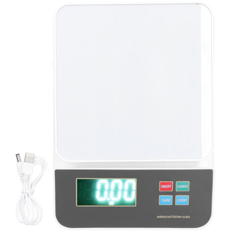 Balance de Cuisine Électronique 5kg/1g en Acier Inoxydable Étanche Rechargeable pour Maison