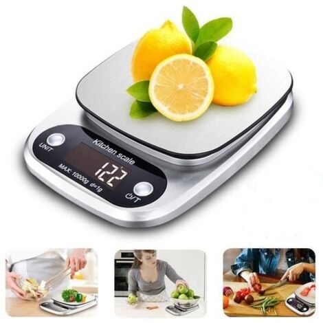 Balance de Cuisine Electronique Balance Numérique 10kg/1g Acier INOX Précision LCD pour Câteau/Biscuit/Professionnal