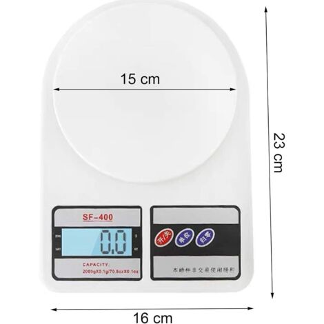 Balance de Cuisine électronique, Balance numérique de Cuisine de Haute Précision, Fonction Tare, 10kg/1g, Balance Alimentaire à écran LED (Blanc)-Fei Yu