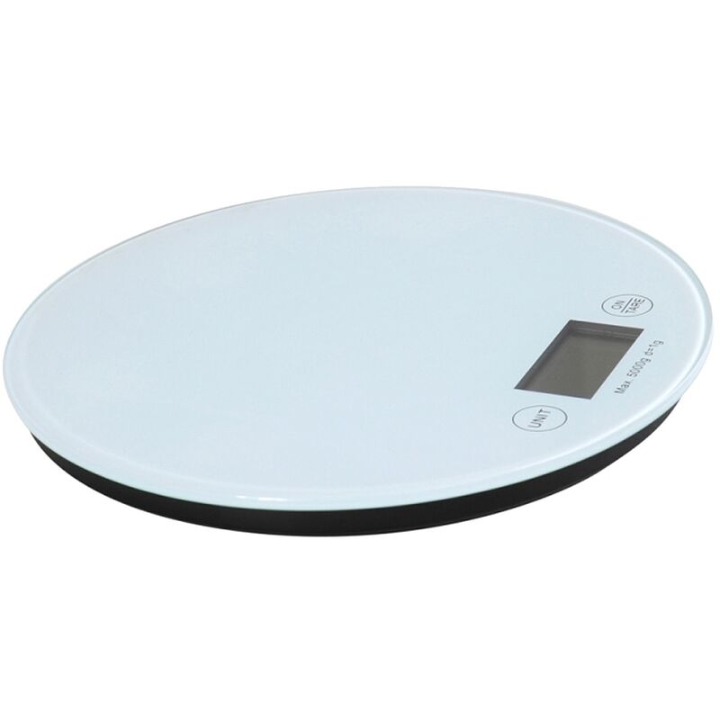 MSV - 110548 Balance de Cuisine Électronique Verre Blanc Diamètre 20 cm