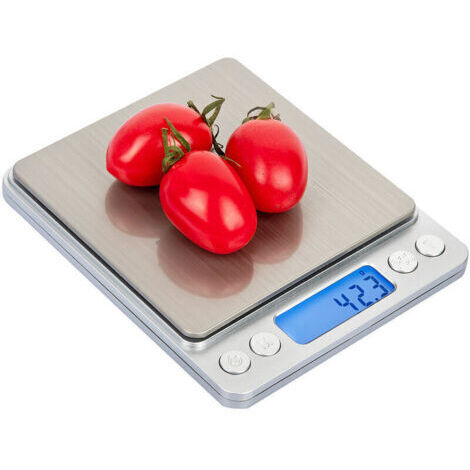 Balance de Cuisine Électronique de Haute Précision 3000g/1g avec Écran LCD Rétroéclairé, 6 Unités et Fonction Tare Acier Inoxydable, Smart Digital, pour Alimentaire Multifonctionnel