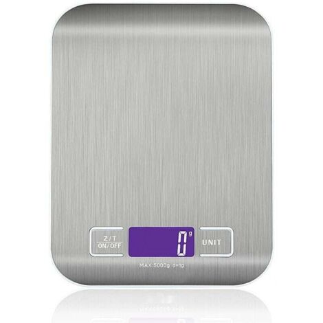 Balance de Cuisine Électronique de Haute Précision 5000g/1g avec Écran LCD Rétroéclairé, 6 Unités et Fonction Tare Acier Inoxydable, Smart Digital, pour Alimentaire Multifonctionnel