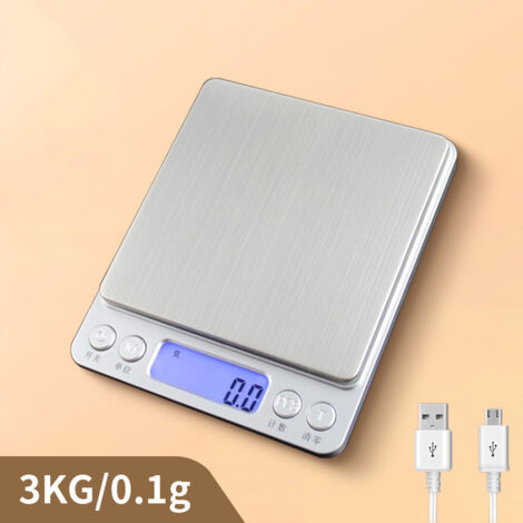 Balance de cuisine électronique en acier inoxydable, balance alimentaire numérique de précision au 1 g avec écran LCD rétroéclairé et plateau en verre trempé.-AquaForge