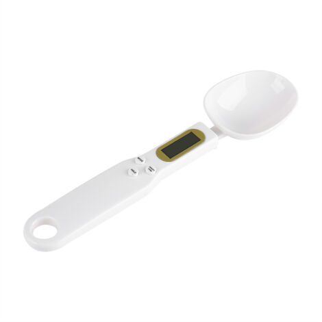 Balance de cuisine électronique numérique portable 500 g 0,1 g avec écran LCD et cuillères doseuses blanches-AquaForge