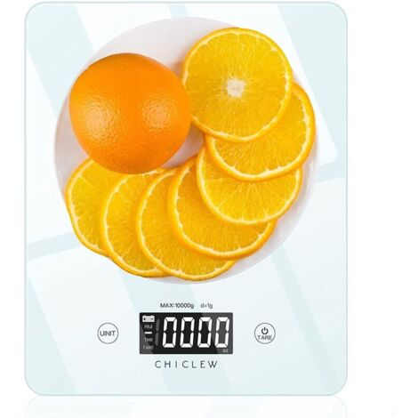 Balance de cuisine électronique, précision 7 kg/1 g, plateau en verre trempé ultra-fin, écran tactile LCD rétroéclairé multifonction, fonction tare.-AquaForge