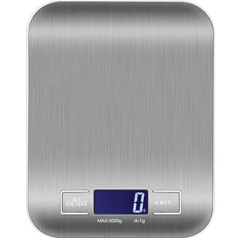 Balance de cuisine électronique professionnelle 5 kg/0,1 g, balance de cuisine multifonctionnelle en acier inoxydable pour la cuisine domestique, balance de cuisine électronique de haute précision-Aqu