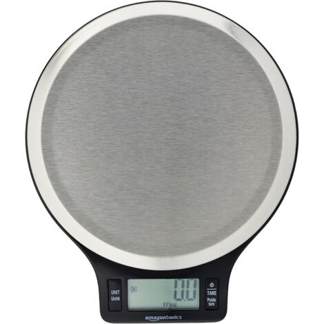 Balance de cuisine électronique, sans BPA, en acier inoxydable, avec écran LCD (pile incluse), noire.-AquaForge