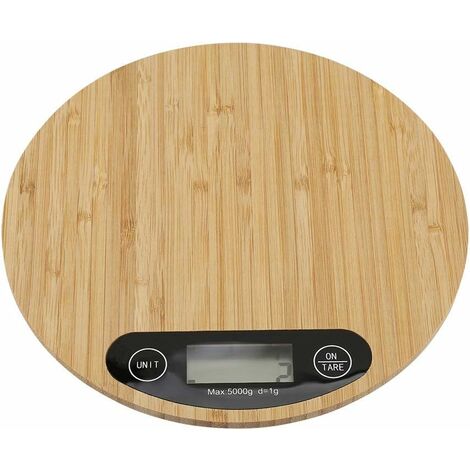 Balance de Cuisine en Bambou 5kg/1g Balance Alimentaire Numérique de Haute Précision