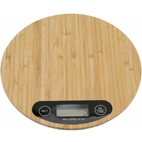 Balance de Cuisine en Bambou 5kg/1g Balance Alimentaire Numérique de Haute Précision