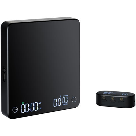 Balance de cuisine multifonctionnelle sans fil avec affichage LED, 5 kg/0,1 g, rechargeable par USB, pour expresso, avec fonction chronométrage et affichage du poids en grammes.