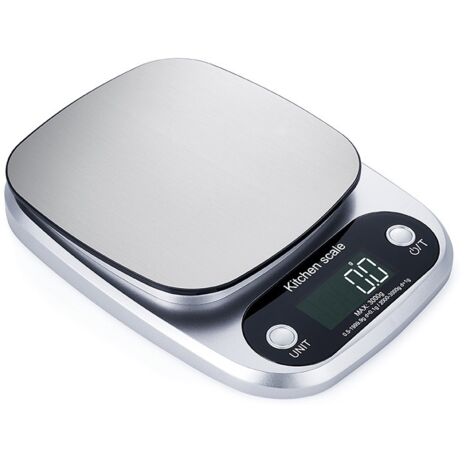 Balance de cuisine numérique 10 kg/1 g - Balance alimentaire précise avec écran LCD et plateau en acier inoxydable-AquaForge