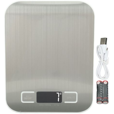 Balance de Cuisine Numérique 10kg Étanche Rechargeable avec Écran LCD pour Cuisine Pâtisserie, Précision 1g