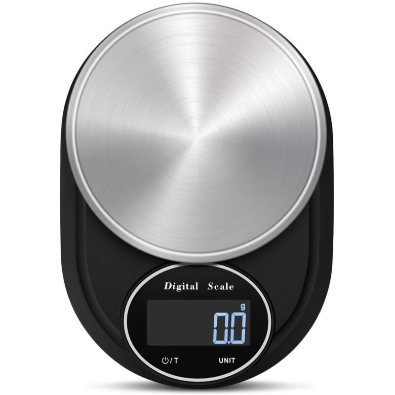 Feiyue - Balance de cuisine numérique 2 kg/0,1 g Acier inoxydable Noir/argent